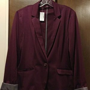 Purple Blazer with Pinstripe Cuffs